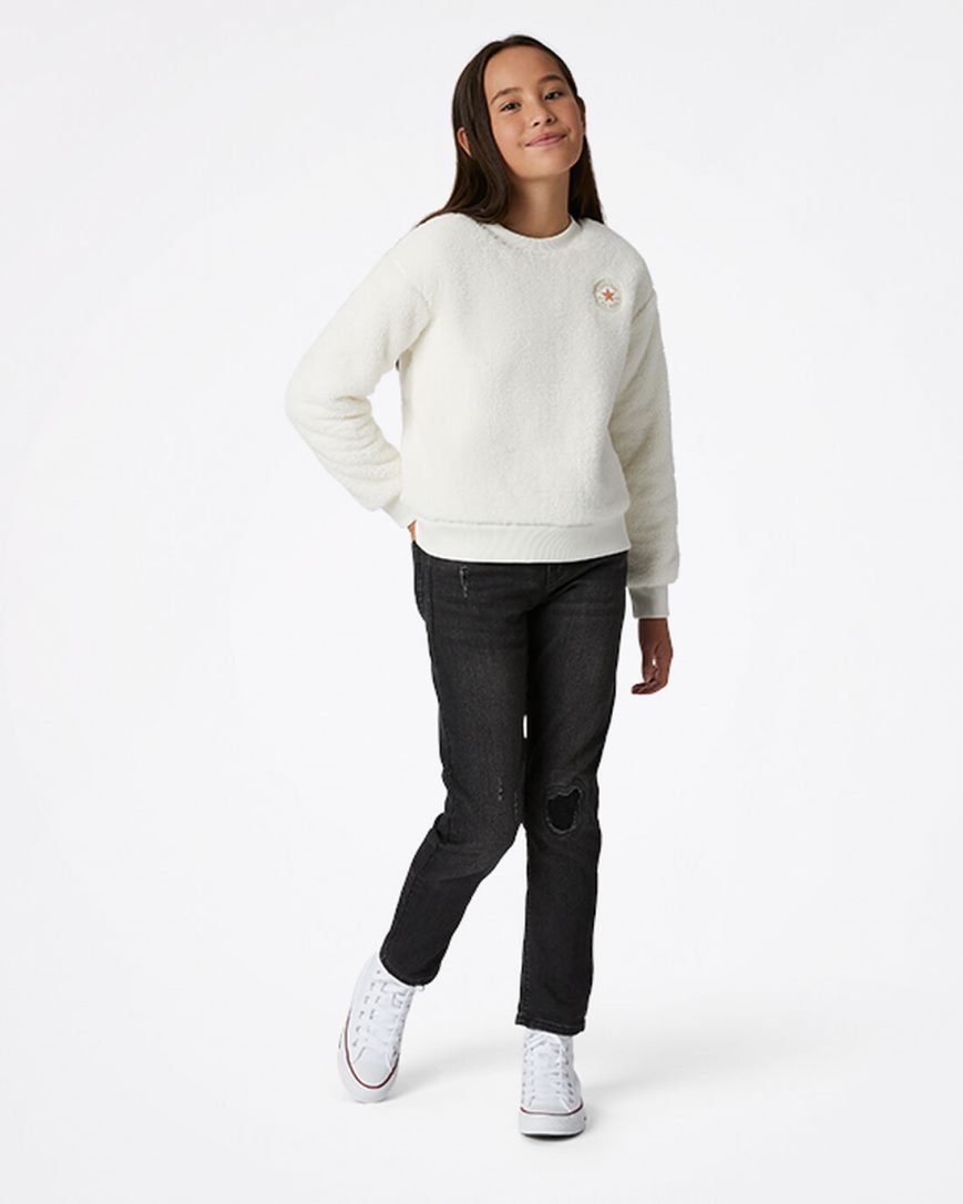 Moletons Converse Sherpa Crewneck Menina Bege | PT D048537